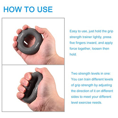 uxcell Hand Grip Strengtheners, 3.07" 50-60 Lbs Silicone Rings Fingers Forearms Exercises Grip Trainer for Rock Climbing Athletes Workout, Gray - color: Gray