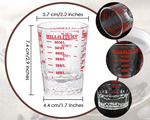 Measuring Cup 2 Pieces Shot Glass Measuring Cup with 4 Kinds of Measuring Scale for Small Amount Liquid (Red, 60ml) - color: Red, size: 60ml