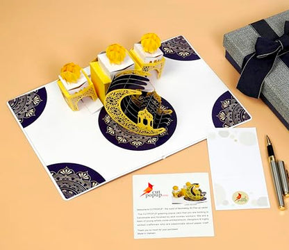 CUTPOPUP Ramadan Card Pop Up, 3D Ramadan Kareem, Eid Mubarak, Awesome Holy Month Present, Eid al-Fitr Celebration, Muslim Holiday, with Note and Envelope SD258US1520