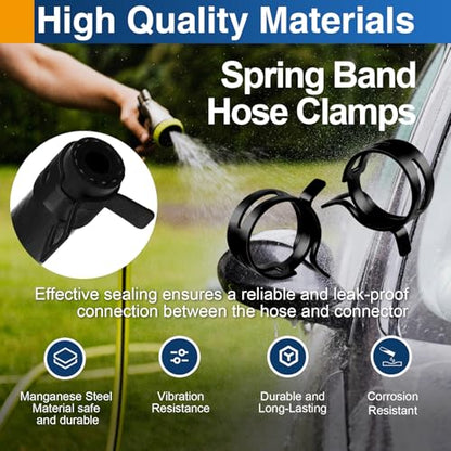 30PCS 6mm Spring Band Hose Clamps, for 6.5-7.2mm OD Hose | Constant tension spring steel, Self-adjusting clamping force - size: 6mm