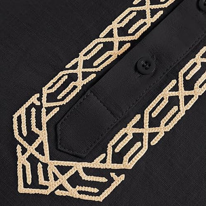 Men Islamic Caftan Thobe Big and Tall Breathable Prayer Clothes Saudi Arabic for Eid Home Casual Wear - color: Black, size: Small