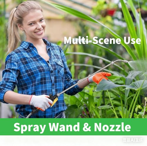 Universal Replacement Sprayer Wand, Stainless Steel with Shut Off Valve, Metal Finish, 1/4" & 3/8" Brass Fittings, Garden Spray Nozzle Set with Hose Clamps & Teflon Tape (29'' Sprayer Wand) - style: 29'' Sprayer Wand
