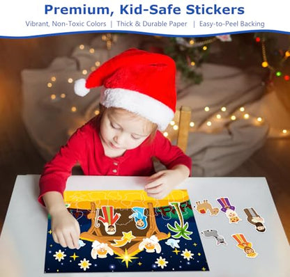 Nativity Advent Calendar 2025 - Religious Nativity Scene Christmas Countdown Stickers for Kids Christian Advent Calendar Christmas Activities Decorations Gifts