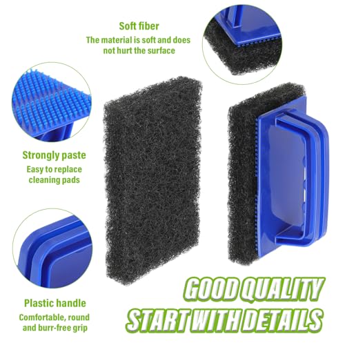 5 Pack Electric Cleaning Brush Pad Kitchen Bathroom Household Cleaning Pad Swimming Pool wall Cleaning Brush Heavy Duty Griddle Scrubber Scouring Pad and 1 Pack Handle kit(Black) - color: Black