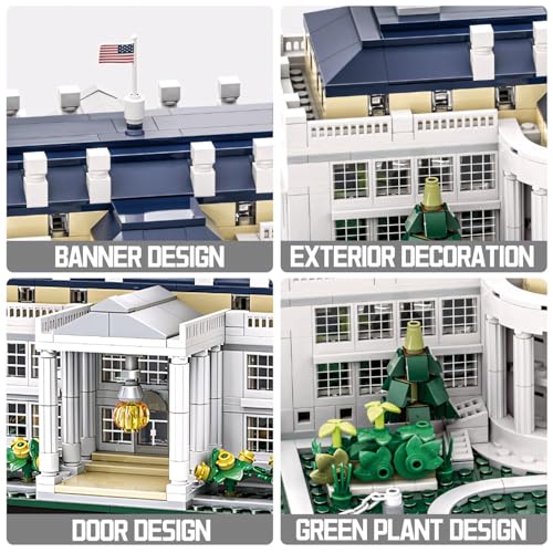 CAXIMSY White House Model Building Block Sets 895 Pieces Washington Famous Landmark Architecture Gifts for Adults - style: White House Model