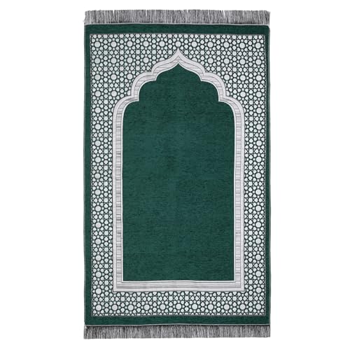 Islamic Prayer Rug Elegant Masjid Pattern Thin Mat Muslim Portable Blanket Ramadan Eid Gift Rug Turkish Prayer Carpet - Green 1pc - color: 1pc Greenc