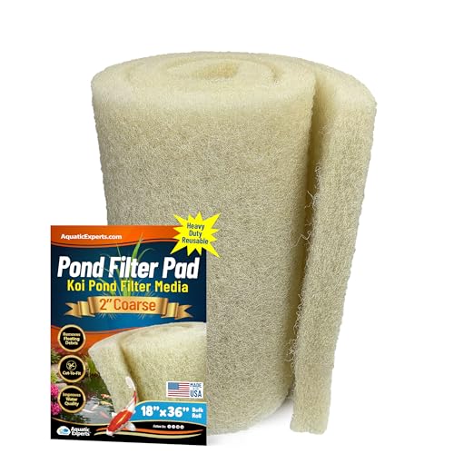 Aquatic Experts Cream COARSE Pond Filter Pad - 2 inch Thick - Bulk Roll Water Garden Filter Pond Media - Made in USA, (18 inch by 36 inch) - size: 18" x 36"