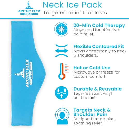 Arctic Flex Neck Ice Pack - Cold Compress Shoulder Therapy Wrap - Cool Reusable Medical Freezer Gel Pad for Swelling, Injuries, Headache, Cooler (X-Large (1 Pack)) - size: Extra Large