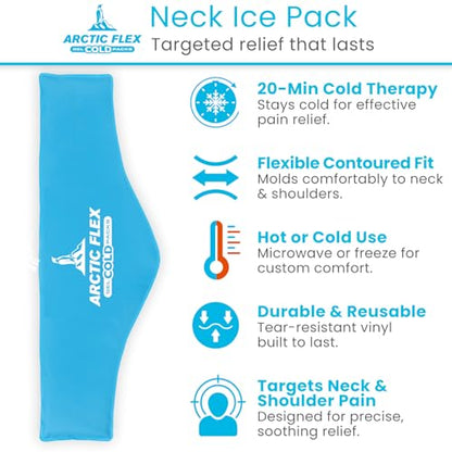 Arctic Flex Neck Ice Pack - Cold Compress Shoulder Therapy Wrap - Cool Reusable Medical Freezer Gel Pad for Swelling, Injuries, Headache, Cooler (X-Large (1 Pack)) - size: Extra Large