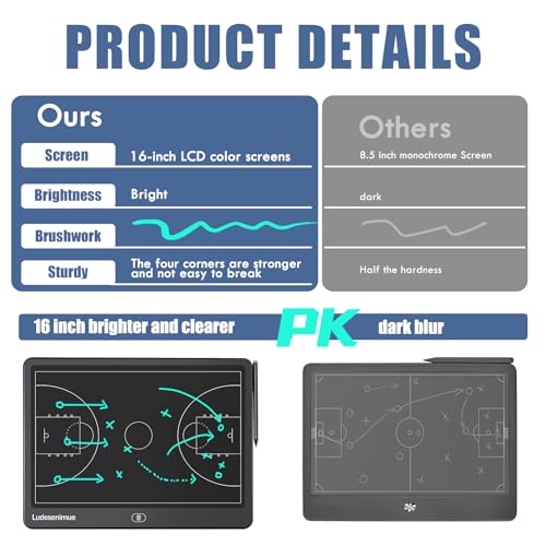 16 inch Electronic Basketball Coaching Board | LCD Basketball Tactics Board With Stylus Pen, Basketball Coach Essentials