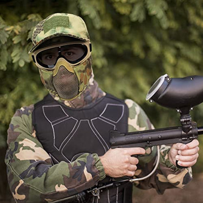 Airsoft Mask with Goggles, Foldable Half Face Airsoft Mesh Mask with Ear Protection for Paintball Shooting Cosplay CS Game - color: JPP-3PCS, size: 3pcs