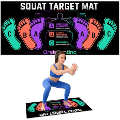 Squat Mat with Foot Position,Non-Slip Workout Mat for Squat & Leg Exercises - color: Purple Black