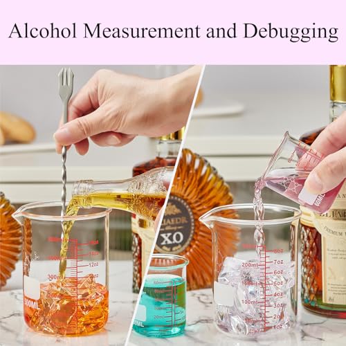 High Borosilicate Glass Measuring Cup Set-V-Shaped Spout,Includes 60ml(2OZ), 120ml(4OZ), 250ml(8OZ), 500ml(16OZ), and 1000ml (32OZ) for Kitchen or Restaurant, Easy to Read - size: 60ml/120ml/250ml/500ml/1000ml Measuring Cup Set