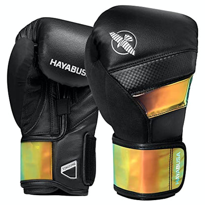 Hayabusa T3 Boxing Gloves - Sparring | Sparring Gloves, Muay Thai Gloves, Kickboxing Gloves, Heavy Bag Gloves, Boxing Gloves for Men and Women, Boxing Gloves - color: Black/Iridescent, size: 10oz