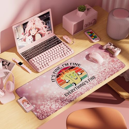 Desk Mat Pad,Large XXL Extended Mouse Pad Mat for Desktop Keyboard | 35''×15.6'' XXL Extended Gaming Mouse Pad with Non-slip Base Desk Matt Mousepad for Computer,Office,Keyboard and Laptop - color: A8-Pink Fire
