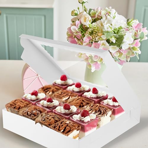 Yeplan 10-Pack Cookie Boxes with Window, 12x12x2.5 Inch Bakery Boxes, White Treat Boxes for Desserts, Donuts, Muffins, Pies, Chocolates - Pastry Packaging for Baked Goods - color: 10 Packs-Cookie Boxe