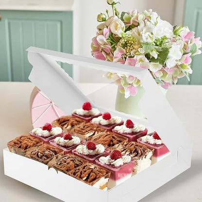 Yeplan 10-Pack Cookie Boxes with Window, 12x12x2.5 Inch Bakery Boxes, White Treat Boxes for Desserts, Donuts, Muffins, Pies, Chocolates - Pastry Packaging for Baked Goods - color: 10 Packs-Cookie Boxe
