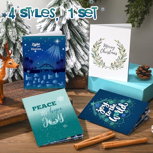 AmazingSpark 4 Set Christmas Gift Card Booklet Cardboard Nativity Scene Christmas Card for Gift Religious Xmas Money Holder Envelope for Cash Xmas Surprise Money Booklet for Adult Employee - style: Modern