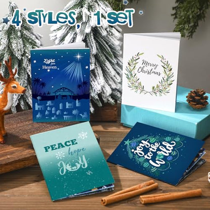 AmazingSpark 4 Set Christmas Gift Card Booklet Cardboard Nativity Scene Christmas Card for Gift Religious Xmas Money Holder Envelope for Cash Xmas Surprise Money Booklet for Adult Employee - style: Modern