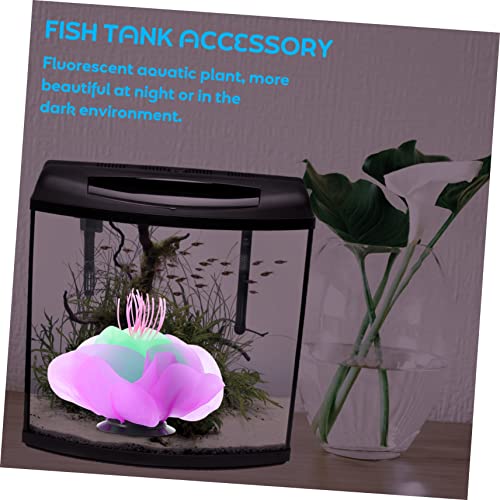 TOYANDONA Silicone Luminous Coral Adornment for Aquarium Soft Glow Purple Artificial Aquatic Plant Decoration Fish Tank Safe Lifelike Water Plant Ornament for Natural Aquarium Landscaping