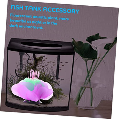 TOYANDONA Silicone Luminous Coral Adornment for Aquarium Soft Glow Purple Artificial Aquatic Plant Decoration Fish Tank Safe Lifelike Water Plant Ornament for Natural Aquarium Landscaping