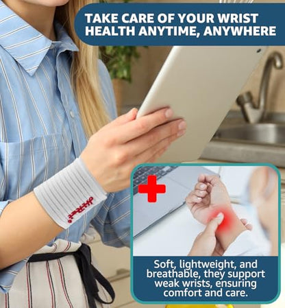 HiRui 2-Pack High-Elastic Wrist Support Straps Wrist Compression Bandage - Wrist Wraps Wristbands for Carpal Tunnel Arthritis Tendonitis Weightlifting Tennis Basketball - Breathable Soft (White) - color: White