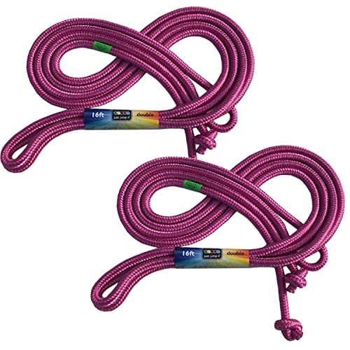 Just Jump It 16' Foot Jump Rope 2 Pack - Long Jump Ropes for Double Dutch - Outdoor Jump Ropes for Kids and Adults to Play Family Games & Exercise - color: Raspberry
