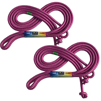 Just Jump It 16' Foot Jump Rope 2 Pack - Long Jump Ropes for Double Dutch - Outdoor Jump Ropes for Kids and Adults to Play Family Games & Exercise - color: Raspberry