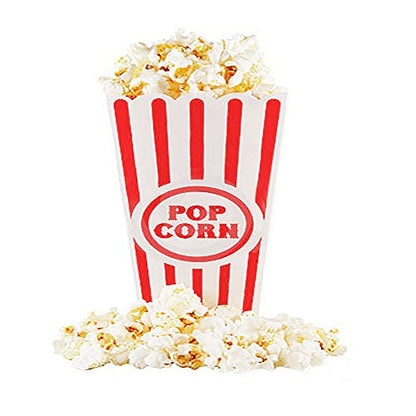 Novelty Place Plastic Red & White Striped Classic Popcorn Containers for Movie Night - 7.8" Tall x 3.8" Top x 2.3" Bottom, 41oz (4 Pack)