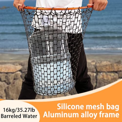 Telescoping Metal Lock Fishing Net Blue Aluminum Alloy Rubber Fish Net - Adjustable Length Lightweight Foldable Large Fishing Net with Handle Collapsible Extendable Fishing Accessories - color: Orange:3-section pole|length:63.7"