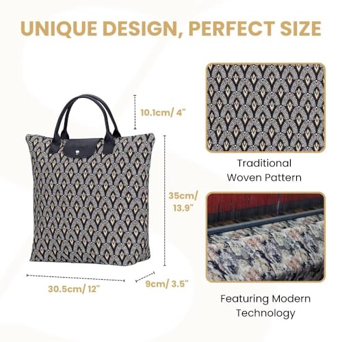 Signare Tapestry Foldable Tote Bag Reusable Shopping Bag Grocery Bag - color: Luxor