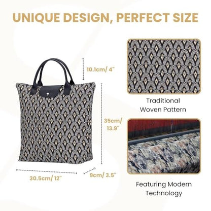 Signare Tapestry Foldable Tote Bag Reusable Shopping Bag Grocery Bag - color: Luxor