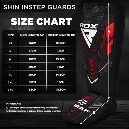 RDX IMMAF Approved Shin Guards, Competition Level Neoprene Shin Pads for Sparring and Grappling, MMA Kickboxing, Professional Shin Insteps Protection, Men Women - color: Red, size: X-Large