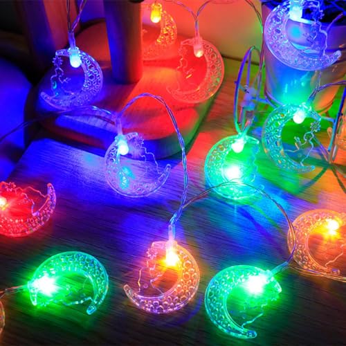 Ramadan Lights 10Ft 20 LEDs Star Moon Lantern String Light Battery Operated Fairy Lights Indoor Ramadan Kareem Eid Mubarak Decorations for Home Eid al-Fitr Party Multicolor-07 - color: Multicolor-07