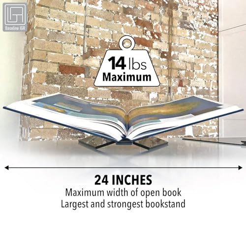 Large Black Acrylic Book Stand, 12.5" x 9.5" x 5.5”, Acrylic Book Holder, Open Bookstand for Display and Reading Cookbooks, Art Books, Bibles, Magazines - Home and Office - color: Black, size: Large