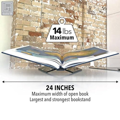 Large Black Acrylic Book Stand, 12.5" x 9.5" x 5.5”, Acrylic Book Holder, Open Bookstand for Display and Reading Cookbooks, Art Books, Bibles, Magazines - Home and Office - color: Black, size: Large