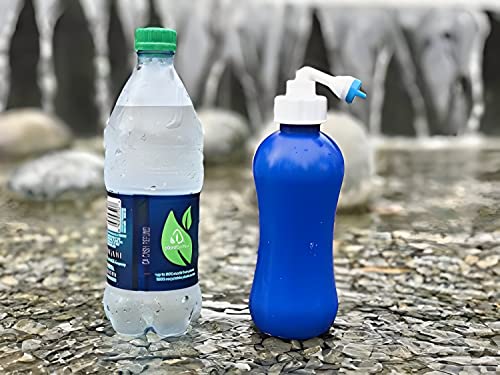Mini : The Essential Personal Hygiene and Postpartum Cleaning Spray - Portable Peri Bottle for Women on the Go, Angled Retractable Nozzle, Discrete Bag, Compact 12.5 oz 380 ml Blue