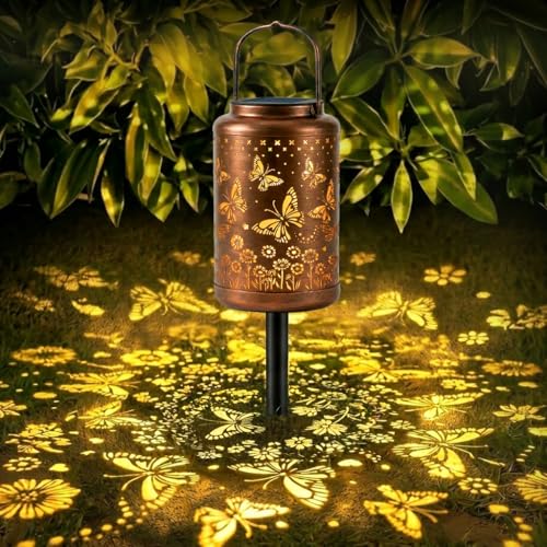 Butterfly Solar Lanterns Outdoor Waterproof with Ground Stake - Unique Gifts for Women Mom Grandma,Birthday Gifts for Women,House Warming Gift New Home - for Garden Patio Yard Porch Lawn - color: Butterfly
