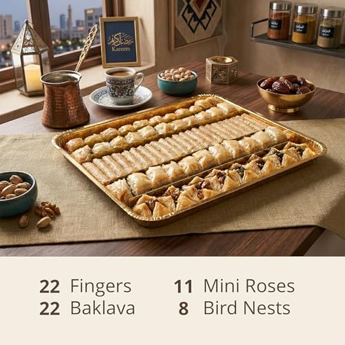 Shatila Food Products Ramadan Assorted Fillo Baklava Box, Assorted Baklawa Pastry, Mediterranean Sweets Arabic Desserts, Eid Gifts, 6lb, 63-Pieces - size: 60 Pieces