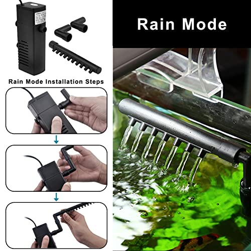 100GPH 5W Internal Aquarium Filter with Aeration System Power Filter for 5 to 15 Gallons Fish Tank, Submersible Fish Tank Filter
