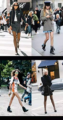 E-Laurels Womens High Waist Patterned Fishnet Tights Suspenders Pantyhose Thigh High Stockings Black - color: Black 4 Pairs