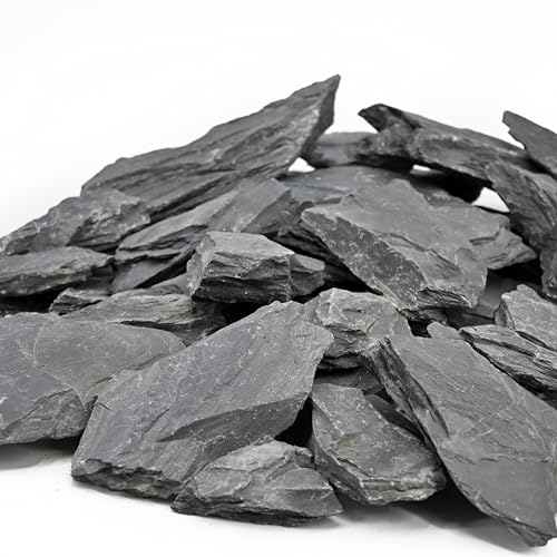 Unocho Aquarium Rocks 5lb Natural Slate Stone for Aquascaping Reptile Basking Platforms Terrariums Vivariums Paludariums Bonsai Miniature Fairy Gardens(2-4 inches) - size: 5LB(2-4 inches)