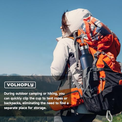 Volhoply 32oz Uninsulated Single Walled Water Bottle, Stainless Steel Sports Water Bottles with Handle, BPA Free Lightweight Water Bottles for Hiking, Biking, Running（Navy,1） - color: Navy