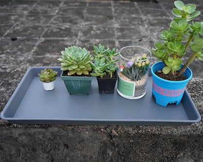 VUWEZ Rectangle Plant Tray, Plant Drip Tray, Plant Pot Saucers, Plant Germination Trays, Plant Saucers, 11'' x 9'' x 1.2'' (2 pack), Gray - color: Gray, size: 11'' x 9'' x 1.2'' (2 pack)