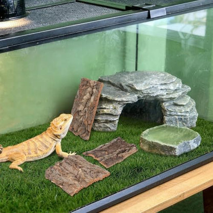 TOYANDONA Reptile Bark Hide 4 Pcs Tree Bark Pieces for Climbing Platform Terrarium Decor for Snake Lizard Gecko Tortoise Habitat Accessories 5.11 X 1.49 X 0.39 in