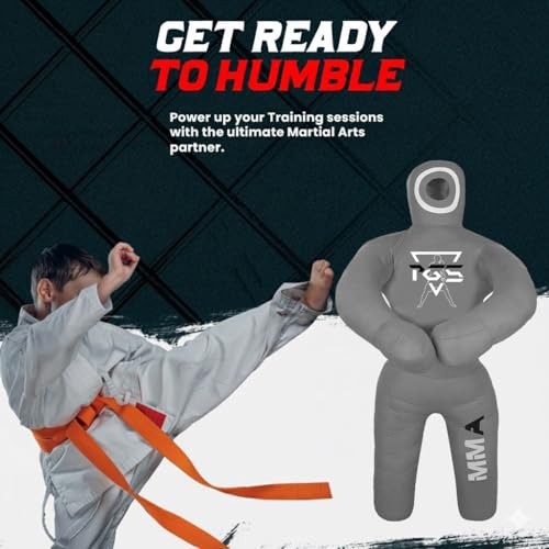 PGS Grappling Dummy Kids BJJ Wrestling Dummy Punching Bag Submission MMA Brazilian Jiu Jitsu Judo Karate Throwing Boxing Dummy Dummies for Practice UNFILLED - color: GREY, size: 40"(100 CM)