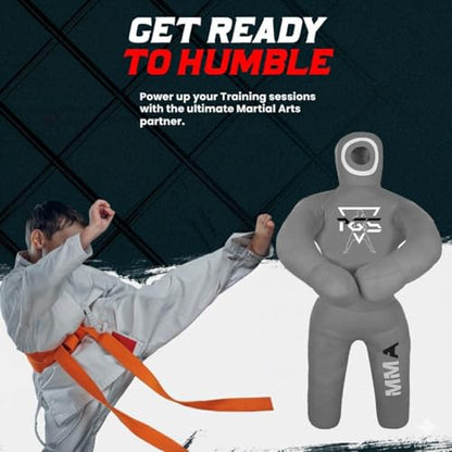 PGS Grappling Dummy Kids BJJ Wrestling Dummy Punching Bag Submission MMA Brazilian Jiu Jitsu Judo Karate Throwing Boxing Dummy Dummies for Practice UNFILLED - color: GREY, size: 40"(100 CM)