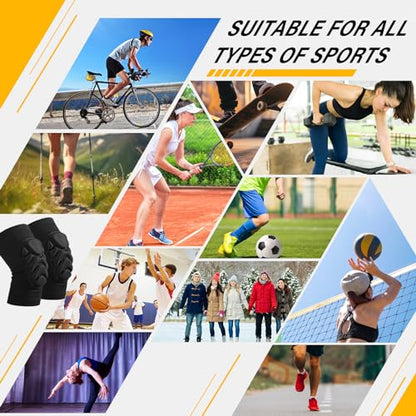 Haysandy 8 Pairs Knee Pads Bulk, Volleyball Breathable Knees Pads with Thick Sponge for Adult Youth Women Men Dancer Sport Training Workout Protector (Black,M Size) - size: Medium