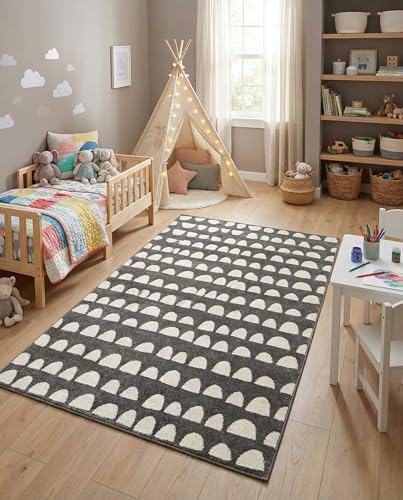 Rugs.com Whimsy Kids Collection Rug – 5x8 Dark Gray Medium-Pile Rug Perfect for Bedrooms, Dining Rooms, Living Rooms - color: Dark Gray, size: 5 x 8 Feet