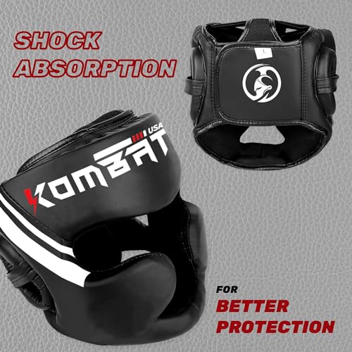 Kombat USA Head Guard | Boxing Safety Head Guard for Adults | Black Boxing Head Guard for MMA, Muay Thai, Kickboxing|